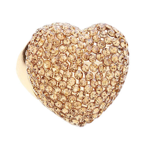 Colorful Heart Crystal Rhinestone Pave Stretchable Ring by Madeline Love