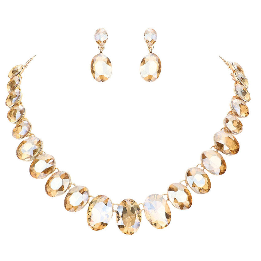 Oval Stone Link Evening Necklace by Madeline Love