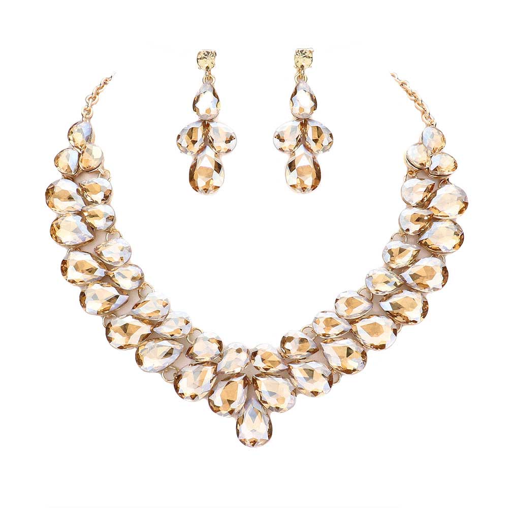 Teardrop Stone Cluster Evening Necklace by Madeline Love