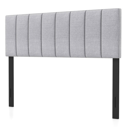 Linen Upholstered Headboard with Solid Wood Legs and Adjustable Width-Gray