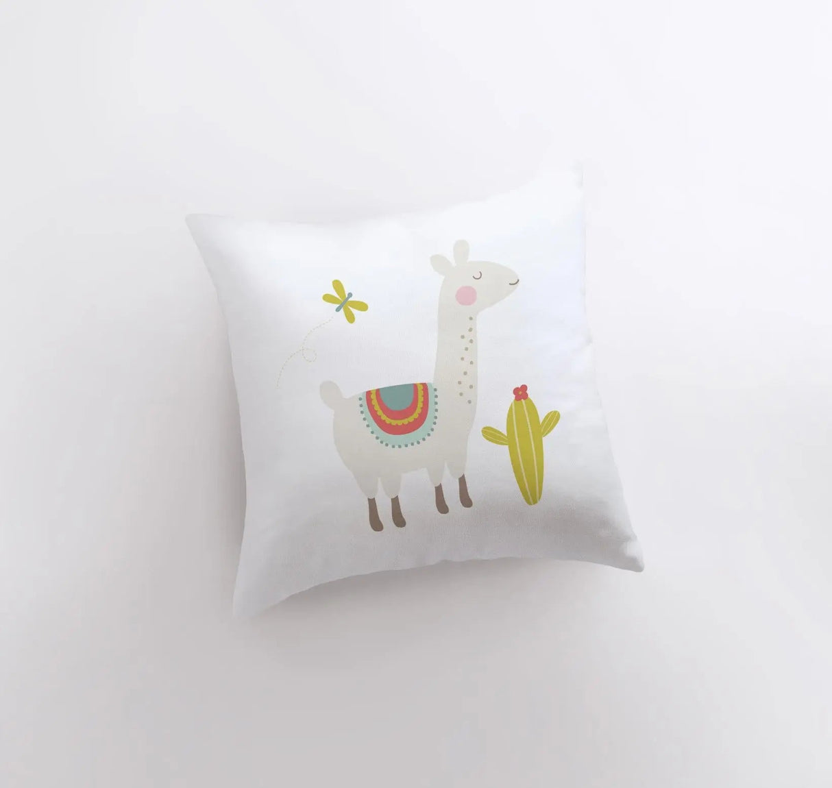 Llama with Lime Green Cactus | Alpaca Pillow | Good Vibes Only | Cactus Pillow | Positive Vibes | South West | Pillow | Llama Pillow Case by UniikPillows