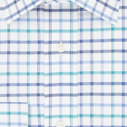 Eagle Men's Windowpane Plaid Collared Classic Fit Stretch Dress Shirt Blue by Steals