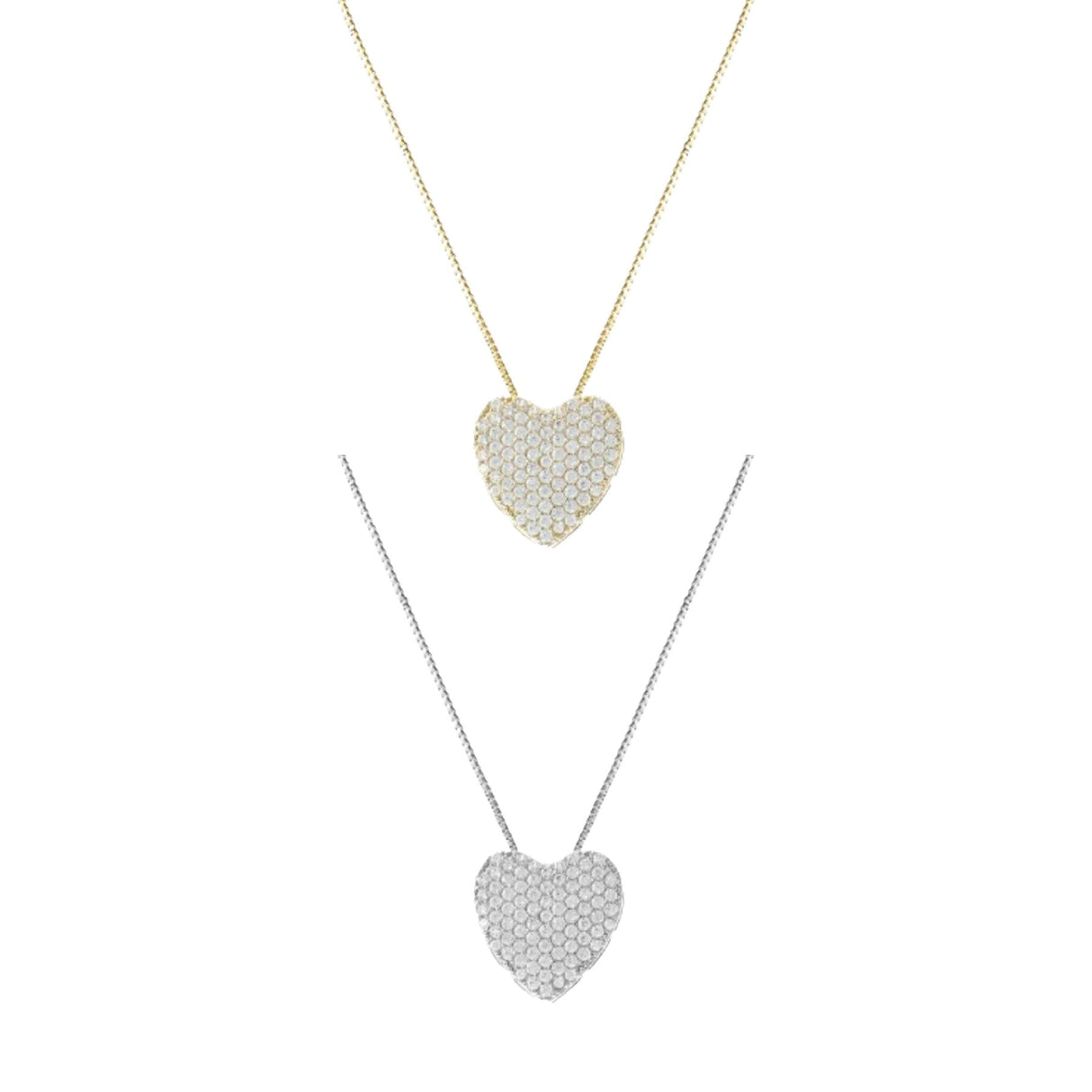 Heart Pave Flat Silm Necklace by BeyondEnvy