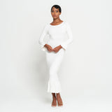 MARJORIE Bamboo Ruffle Dress, in Off-white by BrunnaCo