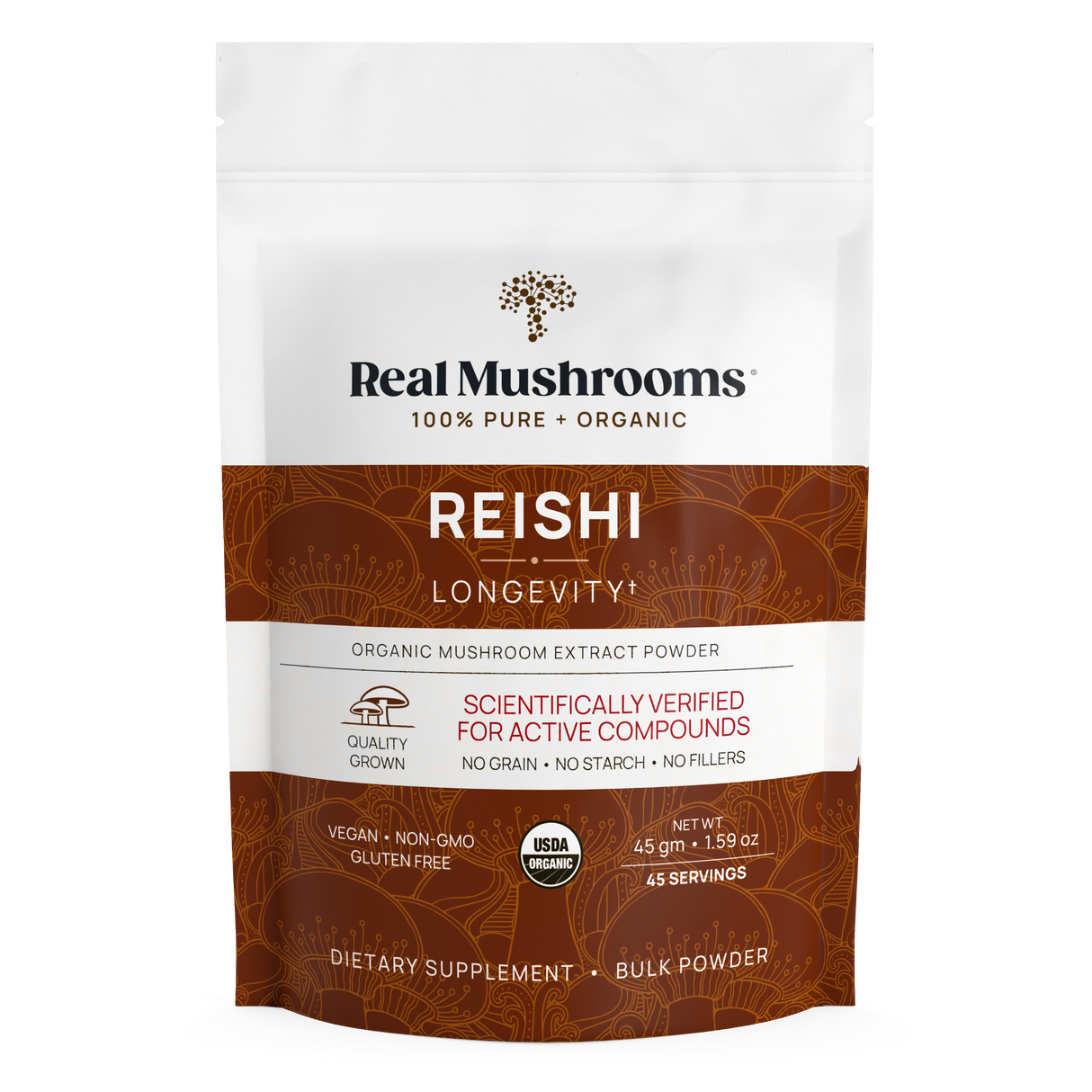 Organic Reishi Mushroom Powder – Bulk Extract by Real Mushrooms