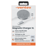 Ventev 15W ULTRAFAST Wireless Magnetic Charger with Extra-Long 10 Foot Alloy Cable Silver by Ventev