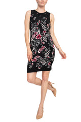 Catherine Malandrino Crew Neck Sleeveless Floral Print Key Hole Back Jersey Dress by Curated Brands