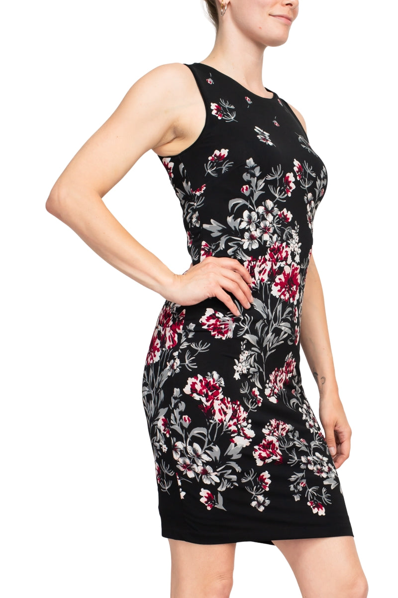 Catherine Malandrino Crew Neck Sleeveless Floral Print Key Hole Back Jersey Dress by Curated Brands