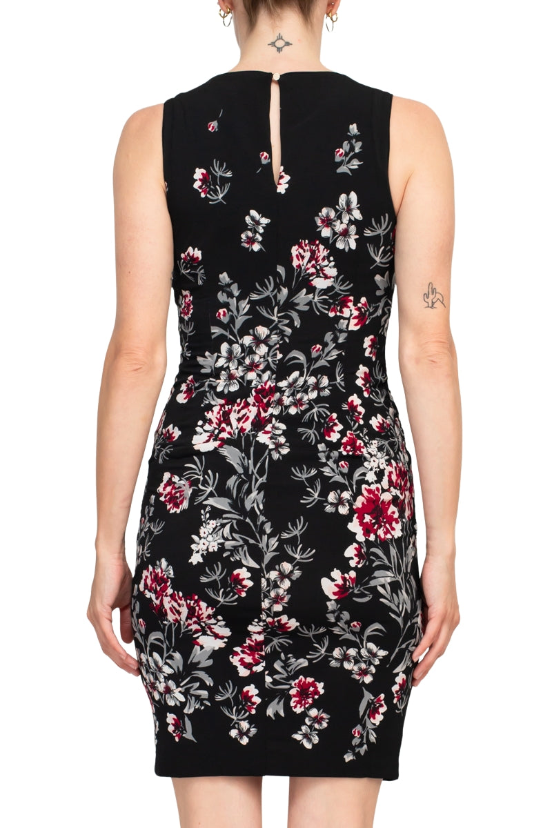 Catherine Malandrino Crew Neck Sleeveless Floral Print Key Hole Back Jersey Dress by Curated Brands