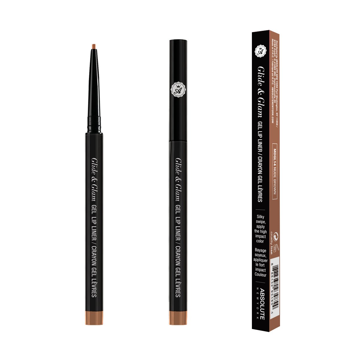 ABSOLUTE Glide & Glam Gel Lip Liner - Nude Brown