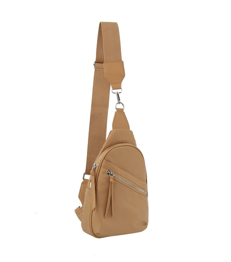 Diagnal zip front sling backpack by hfstylish