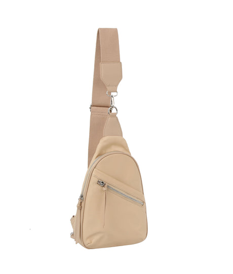 Diagnal zip front sling backpack by hfstylish