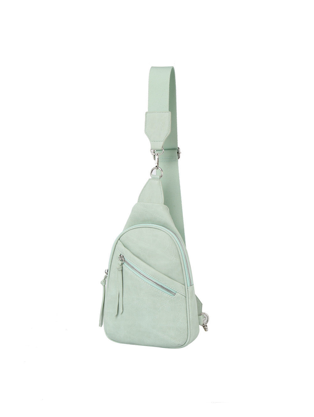 Diagnal zip front pocket sling backpack by hfstylish