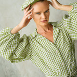 MEGHAN Mini Gingham Dress, in Lime Green by BrunnaCo