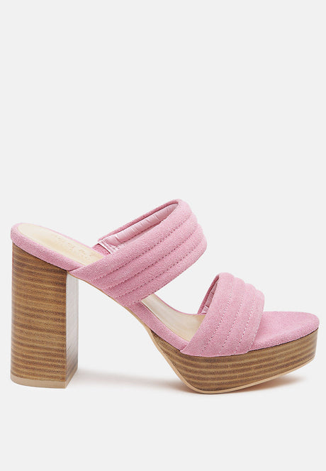 mille-feux suede slip-on block heeled sandal by London Rag