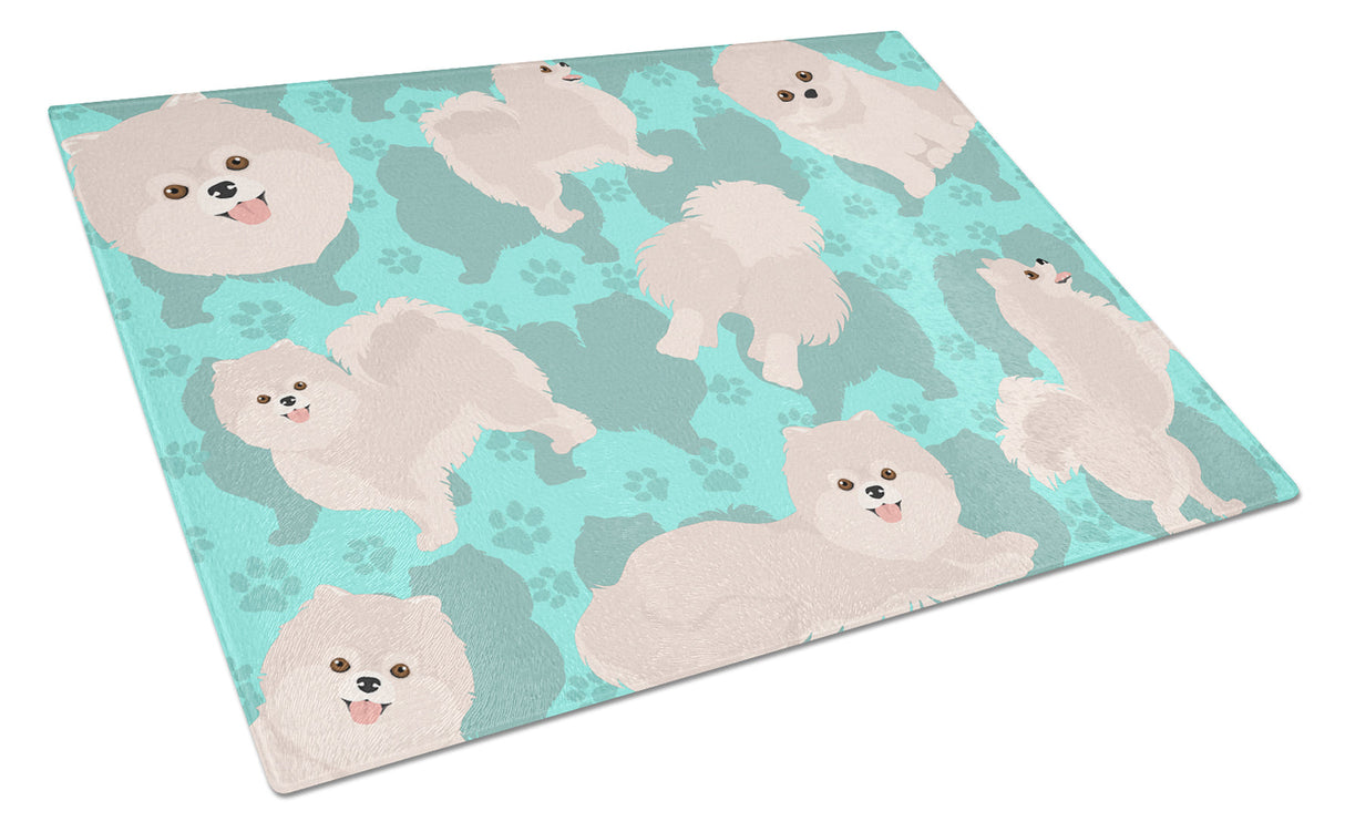 White Pomeranian Glass Cutting Board Large by Caroline's Treasures