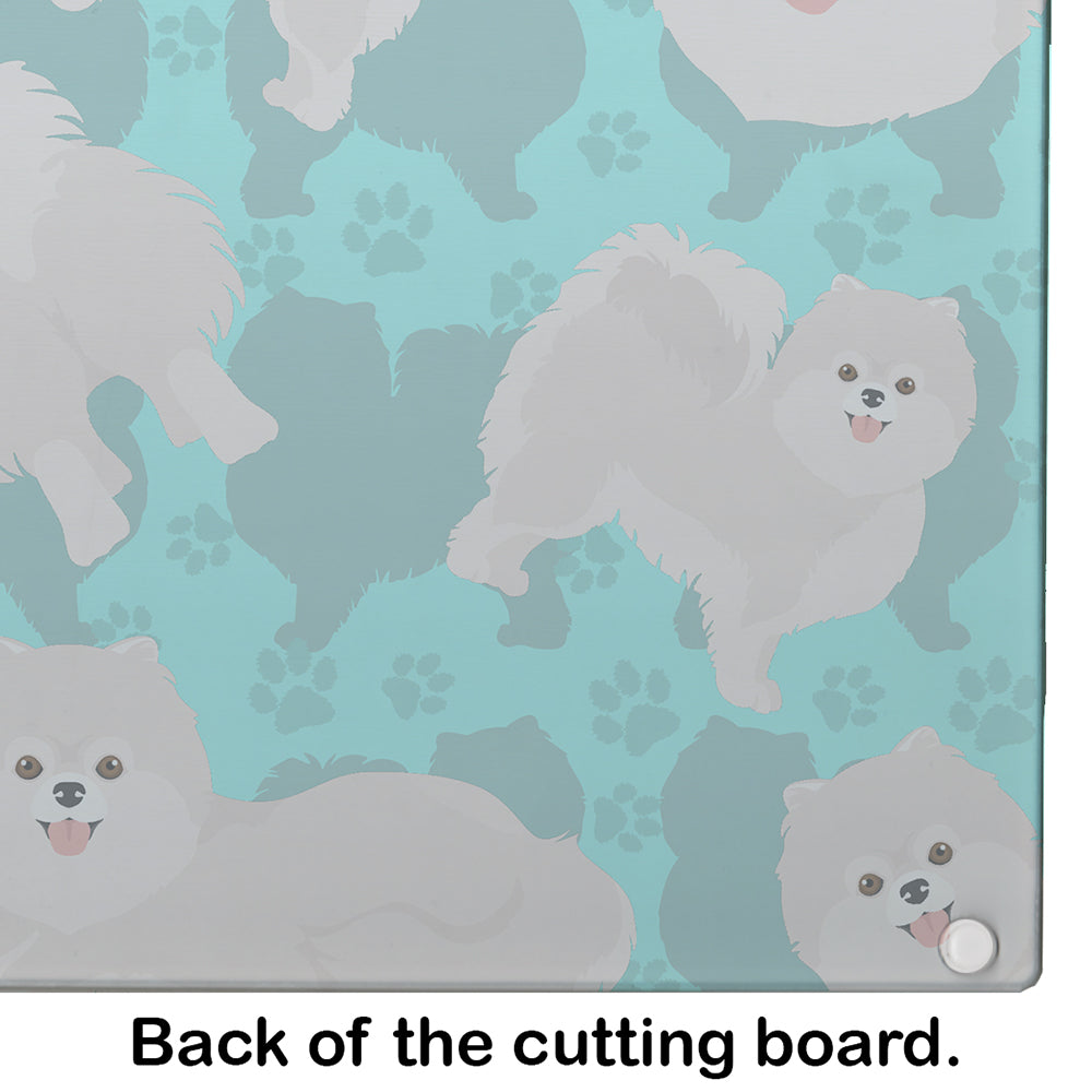 White Pomeranian Glass Cutting Board Large by Caroline's Treasures