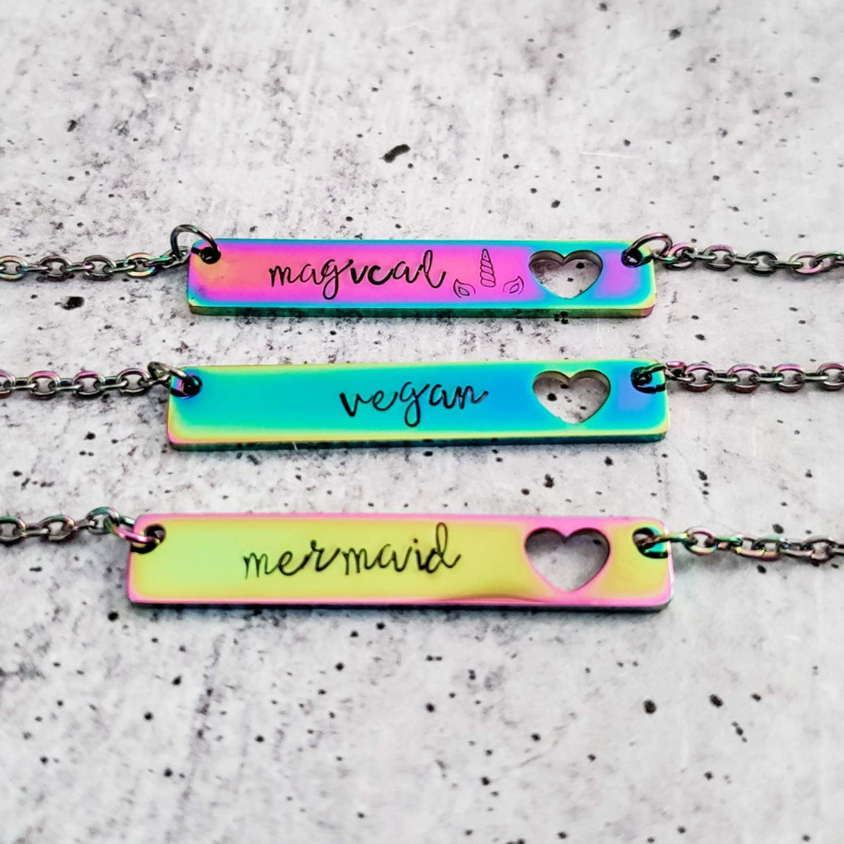 MOM LIFE Rainbow Bar Necklace by Salt and Sparkle