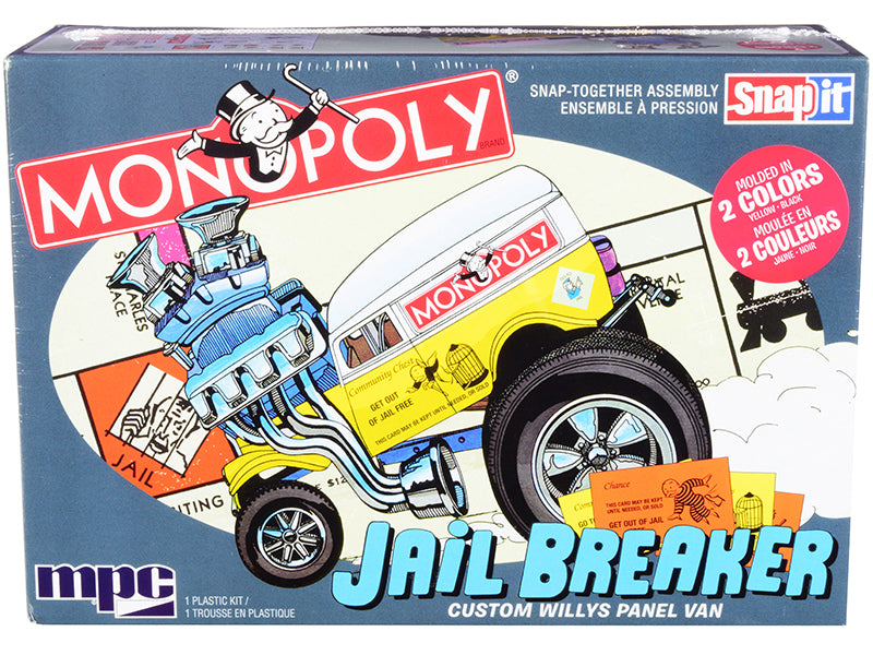 Skill 1 Snap Model Kit Custom Willys Panel Van Jail Breaker "Monopoly" 1/25 Scale Model by MPC