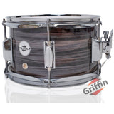 Popcorn Snare Drum by GRIFFIN - Firecracker Acoustic 10" x 6" Poplar Shell with Zebra Wood PVC - Soprano Mini Concert Marching Percussion Instrument by GeekStands.com