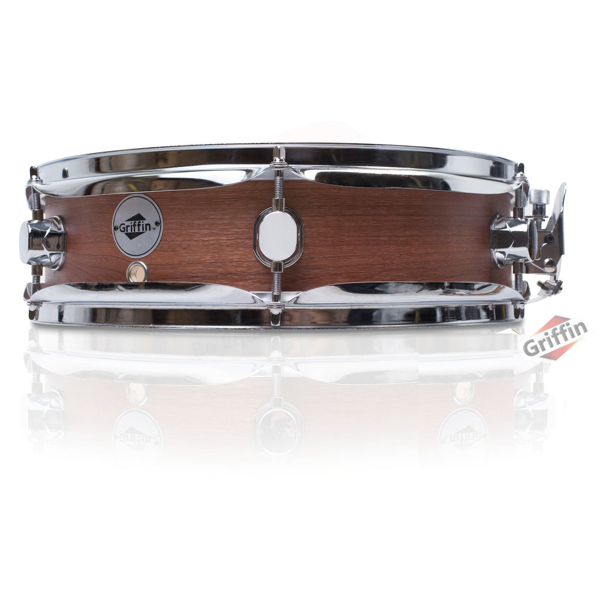 Piccolo Snare Drum 13" x 3.5" by GRIFFIN - 100% Poplar Wood Shell with Black Hickory Finish & Coated Drum Head - Drummers Acoustic Marching Kit by GeekStands.com