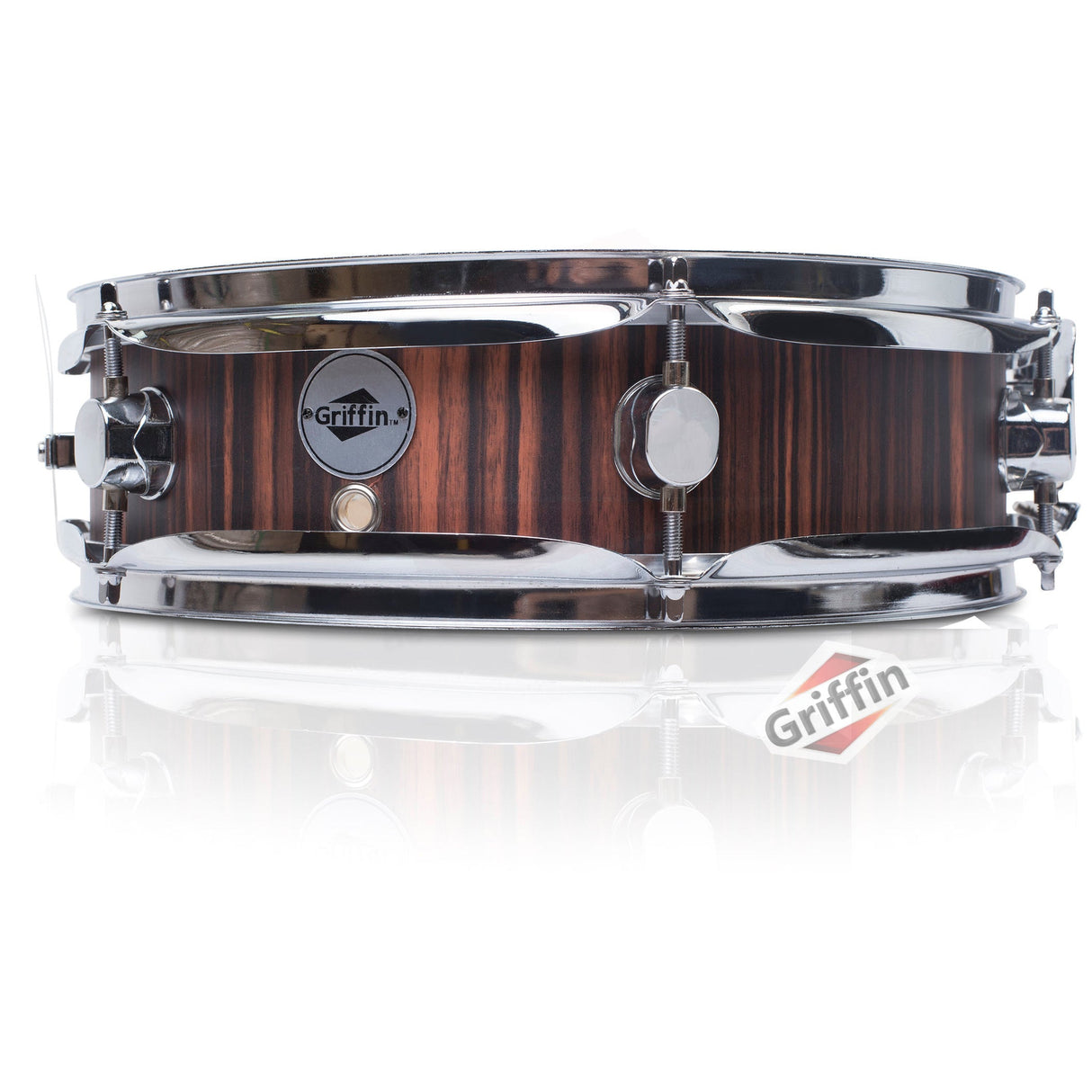 Piccolo Snare Drum 13" x 3.5" by GRIFFIN - 100% Poplar Wood Shell with Black Hickory Finish & Coated Drum Head - Drummers Deluxe Percussion by GeekStands.com