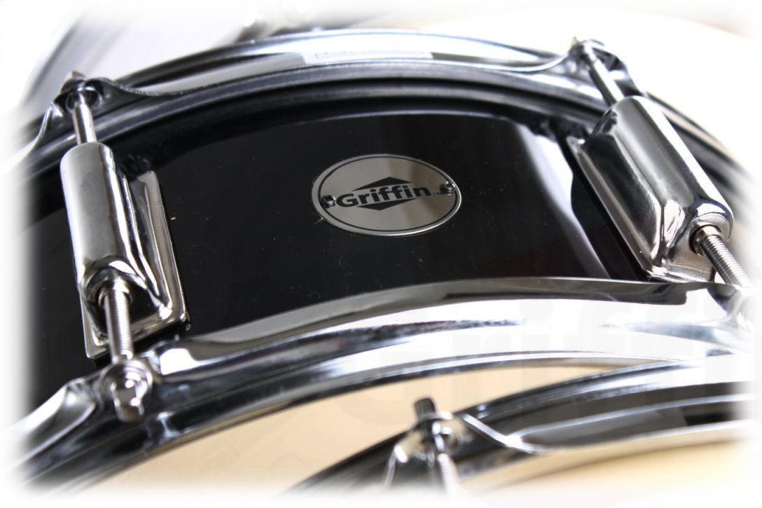 GRIFFIN Snare Drum - Poplar Wood Shell 14" x 5.5" with Black PVC & Coated Head - Acoustic Marching Percussion Musical Instrument Set with Drummers Key by GeekStands.com