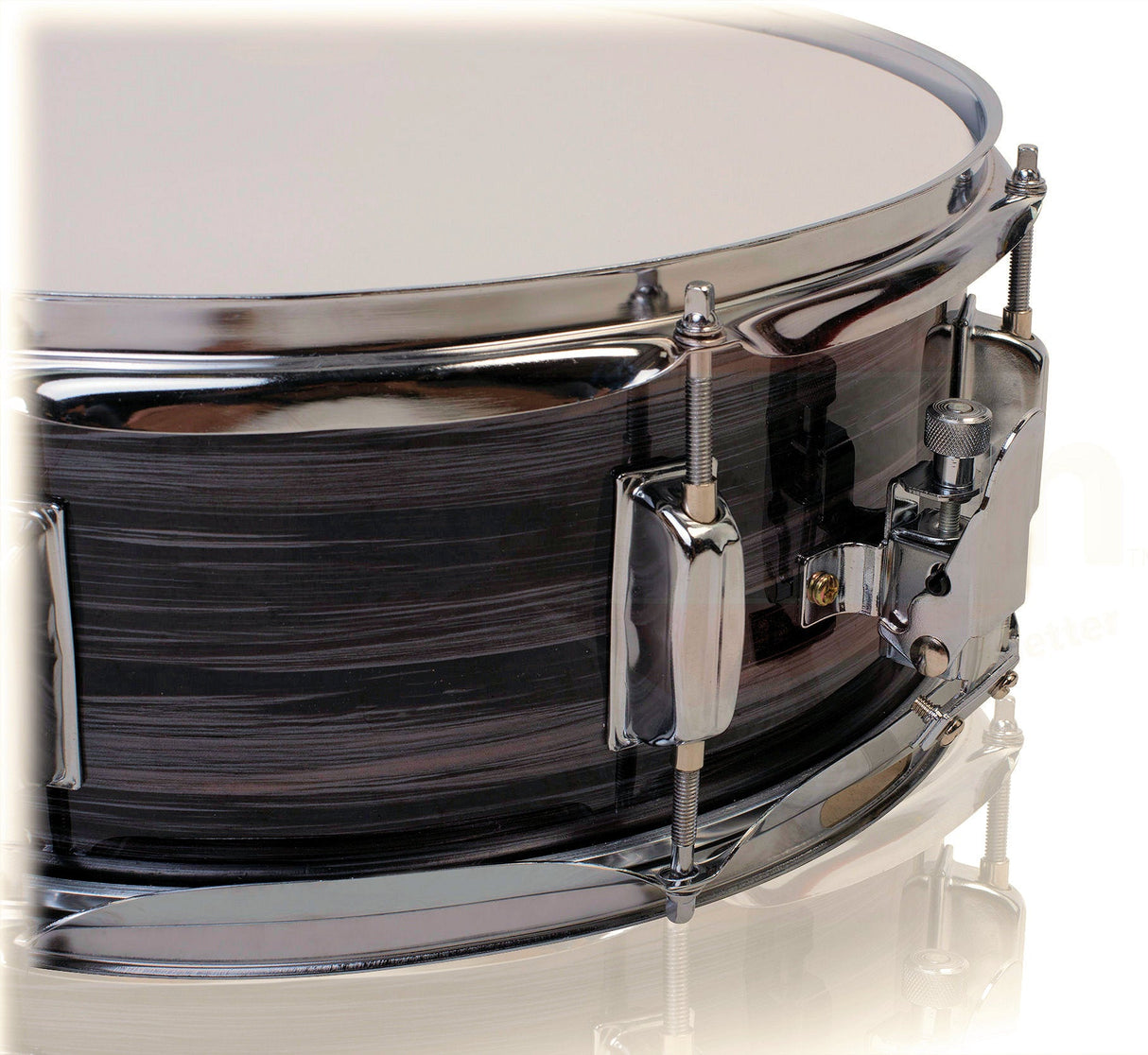 Deluxe Snare Drum by GRIFFIN - 14" x 5.5" Poplar Wood Shell with Zebra PVC Glossy Finish by GeekStands.com