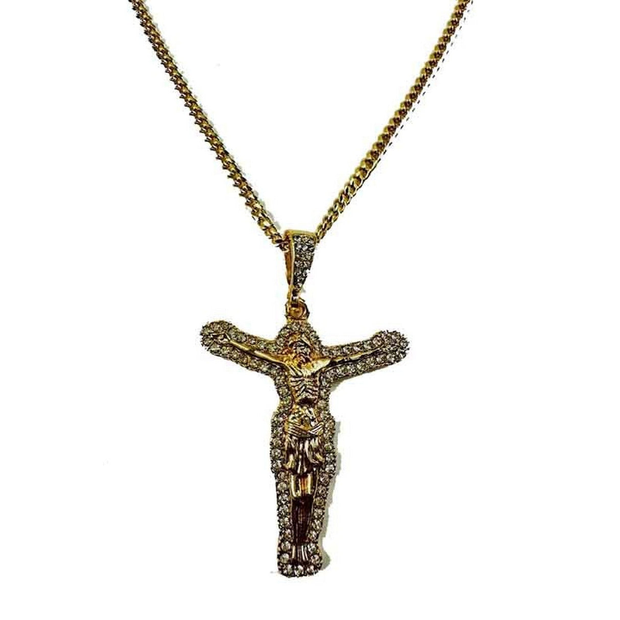 Studded Christ Stone Pendant  long Necklace by BeyondEnvy