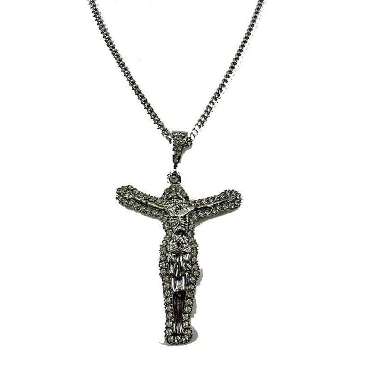 Studded Christ Stone Pendant  long Necklace by BeyondEnvy