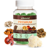 Premium Organic Mushroom Multi-Complex Gummies 5 in 1, Chaga, Lion's Mane, Reishi, Turkey Tail, Maitake by Live Unbound