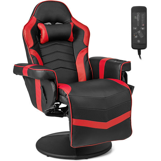 Massage Video Gaming Recliner Chair with Adjustable Height-Red