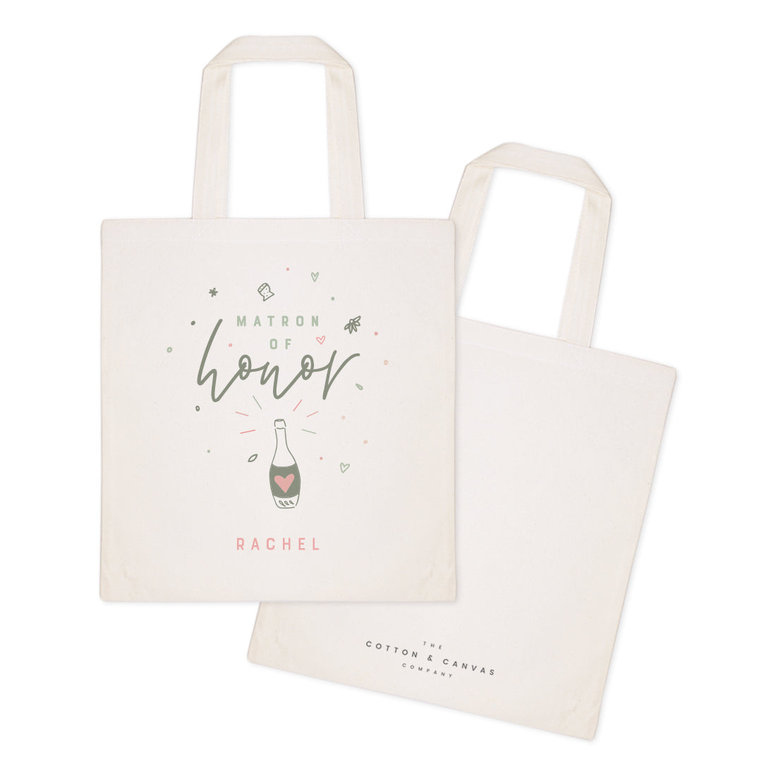 Floral Personalized Name Matron of Honor Wedding Cotton Canvas Tote Bag by The Cotton & Canvas Co.