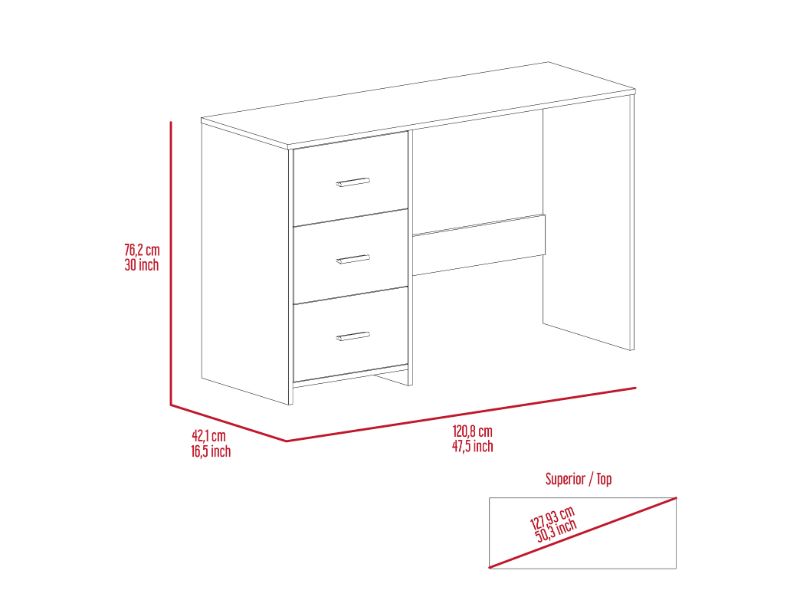 Berlin Three Drawers Desk by FM FURNITURE