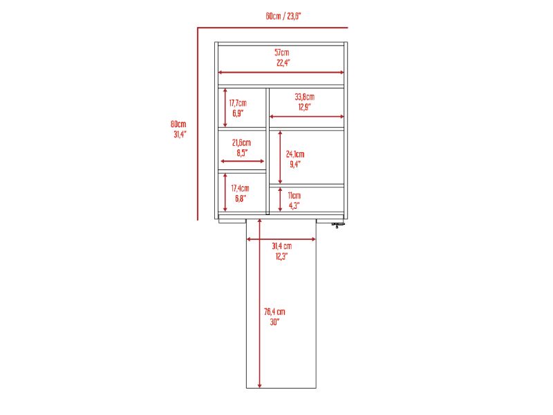 Dalton Foldable Desk, One Shelf With Divisions by FM FURNITURE