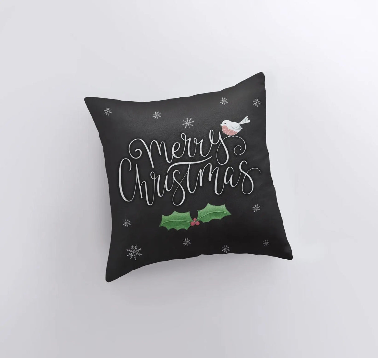 Merry Christmas | Little Bird | Christmas Pillow Cover | Christmas Decor | Throw Pillow | Home Décor | Black Throw Pillows | Pillow Decor by UniikPillows