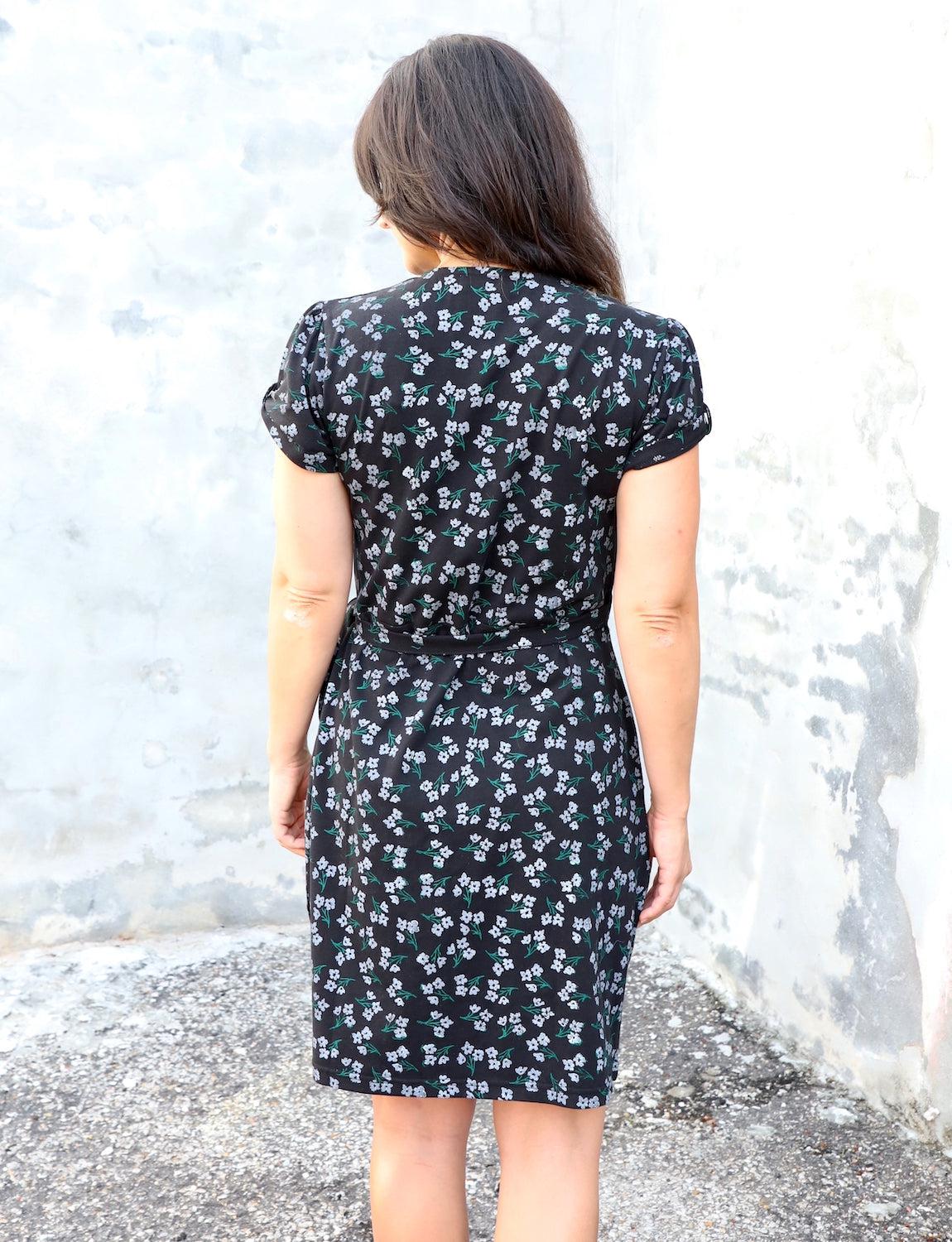 Midnight Blooms Organic Wrap Dress by Passion Lilie