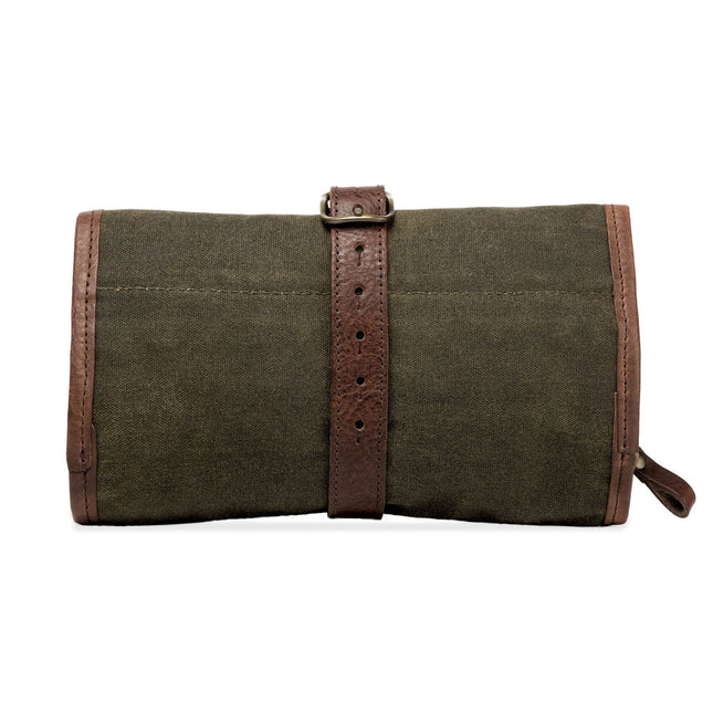 Campaign Waxed Canvas Roll-Up Toiletry Shave Kit by Mission Mercantile Leather Goods