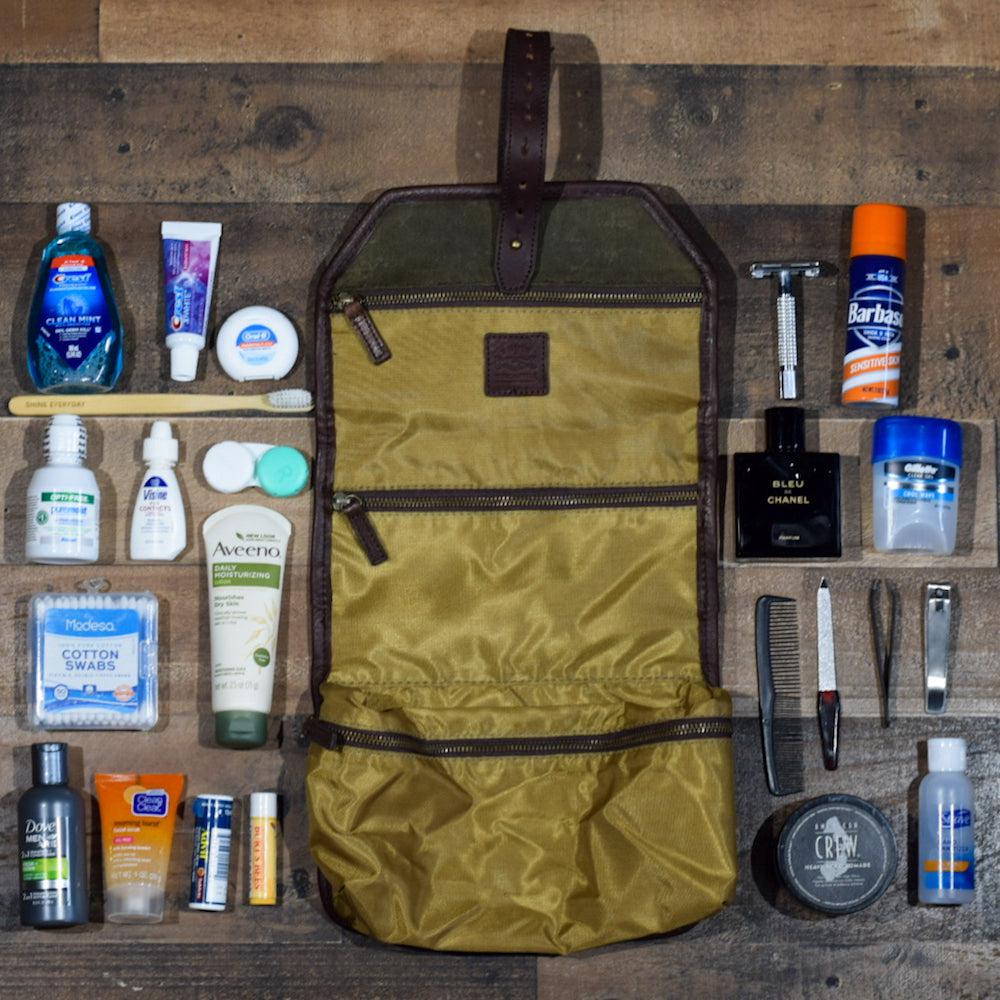 Campaign Waxed Canvas Roll-Up Toiletry Shave Kit by Mission Mercantile Leather Goods