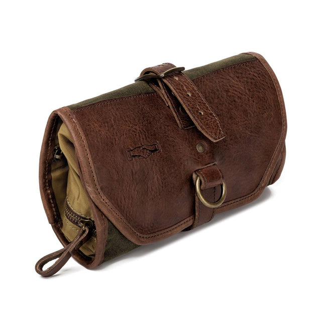 Campaign Waxed Canvas Roll-Up Toiletry Shave Kit by Mission Mercantile Leather Goods