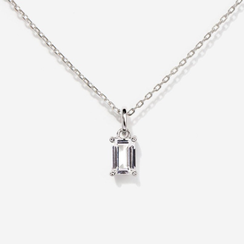 Birthstone Silver Necklace - April by Little Sky Stone