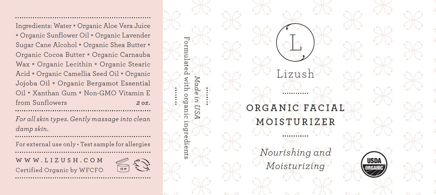 ORGANIC FACIAL MOISTURIZER Nourishing and Moisturizing by Lizush