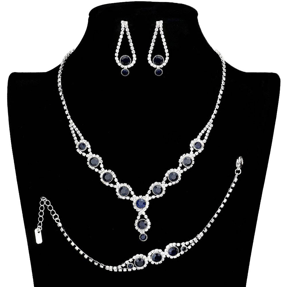 3PCS Rhinestone Bubble Necklace Jewelry Set by Madeline Love