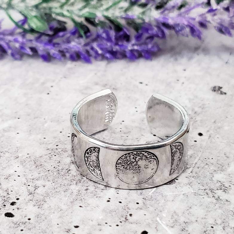 Moon Phases Celestial Silver Ring by Salt and Sparkle