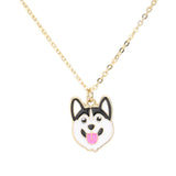 Enamel Metal Husky Dog Pendant Necklace by Madeline Love