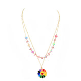 Enamel Smile Flower Patterned Beaded Double Layered Necklace by Madeline Love