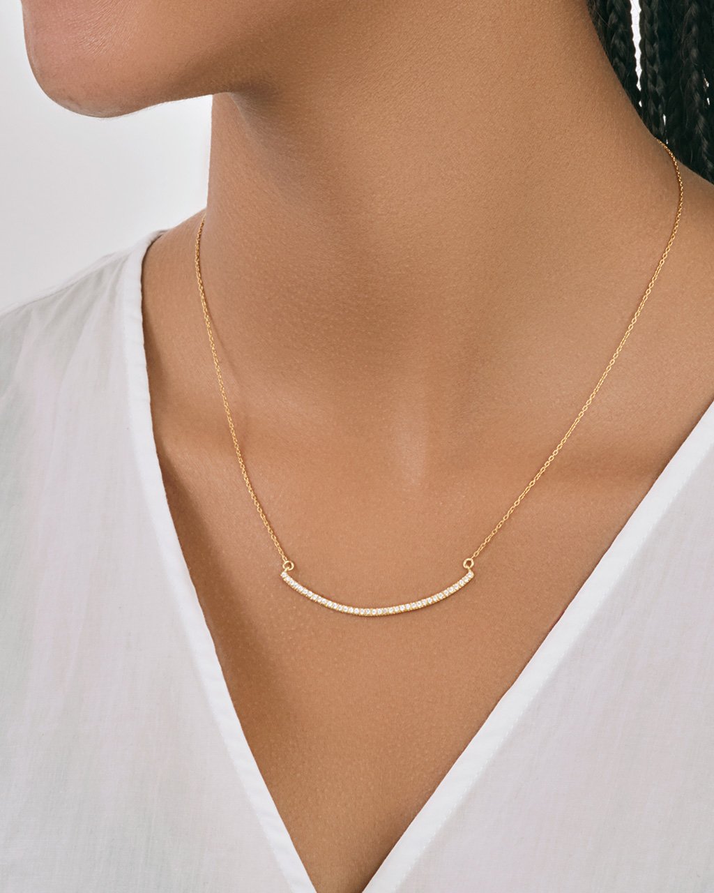 CZ Curved Bar Necklace by Sterling Forever