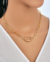 Pave CZ Carabiner Linked Lock Necklace by Sterling Forever