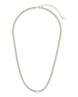 Curb Chain Necklace with Stationed CZ by Sterling Forever