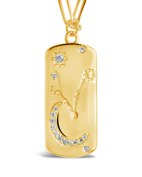 CZ Constellation Dog Tag Pendant Necklace by Sterling Forever